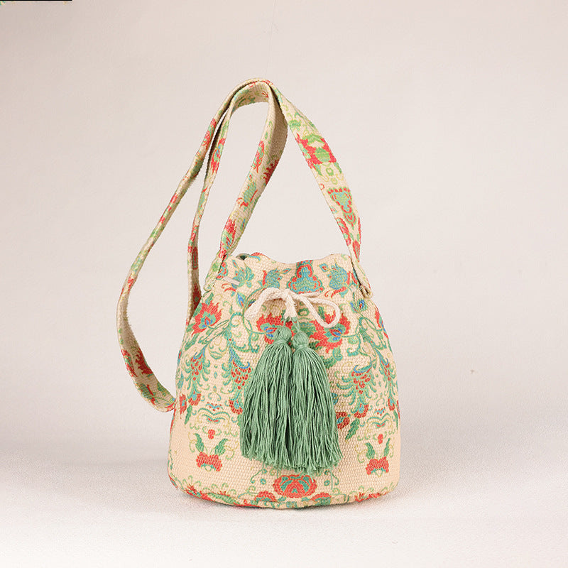 Wholesale Crossbody Bohemian Canvas Printed Bucket Bag